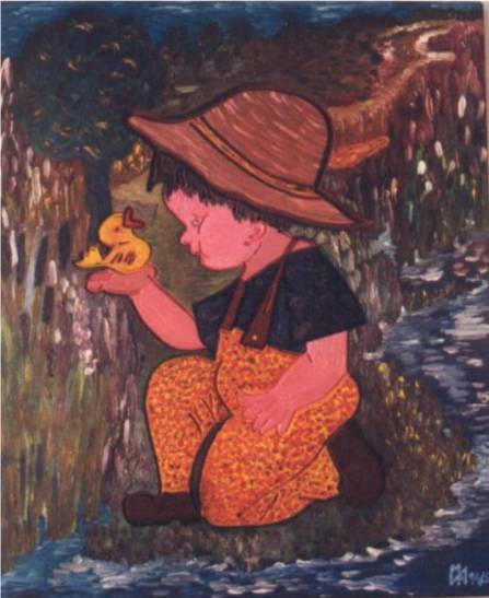 Knabe am See - boy on the lake